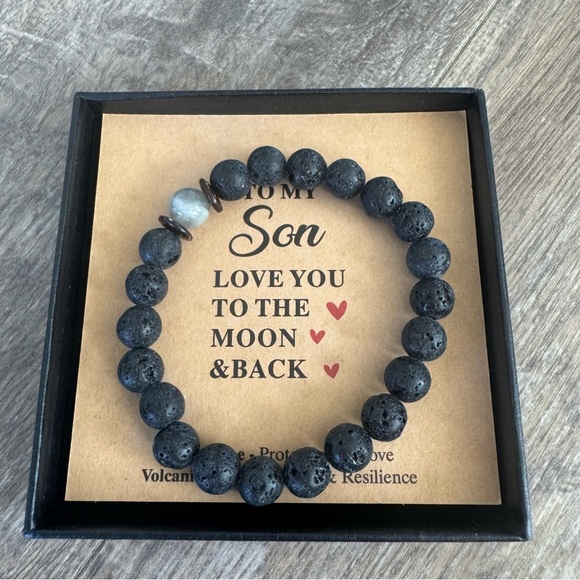 NIB! Volcanic Rock Bracelet with Gray and Brown Beads - Picture 4 of 4